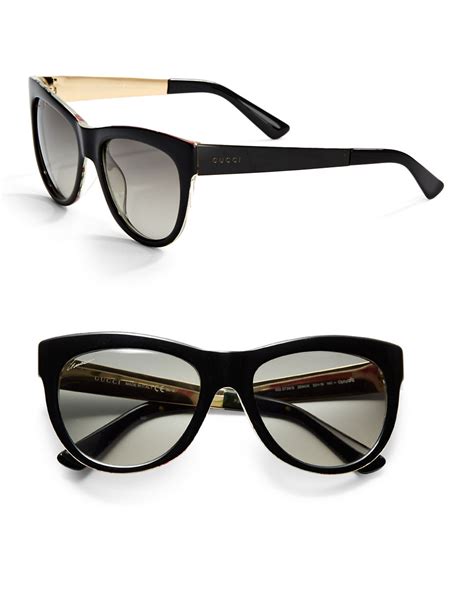 gucci floral-interior oversized cat-eye sunglasses black